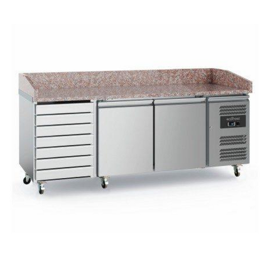2 Door Granite Refrigerated Pizza Prep Counter With Dough Drawers 7950.5150