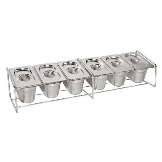 Wire Gastronorm Pan Stand With 6 x 1/9 100mm Containers And Lids CC051
